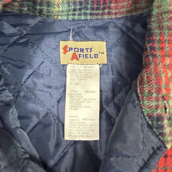 Sports Afield Mens Medium Plaid Shirt Quilted Lined Flannel Workwear Vtg Holiday - Picture 4 of 7